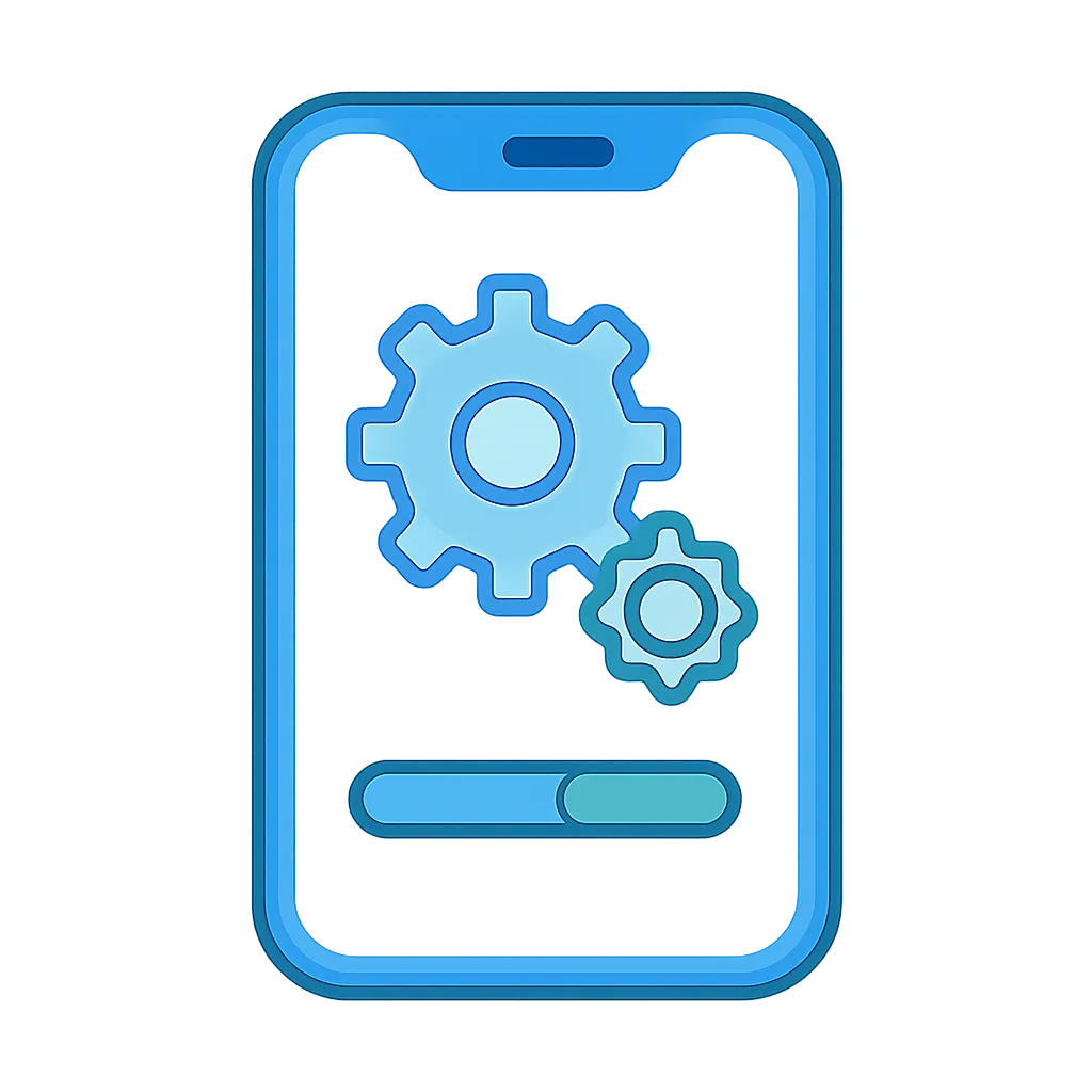 Tela de configurações do celular com Ãcones de armazenamento e limpeza de cache