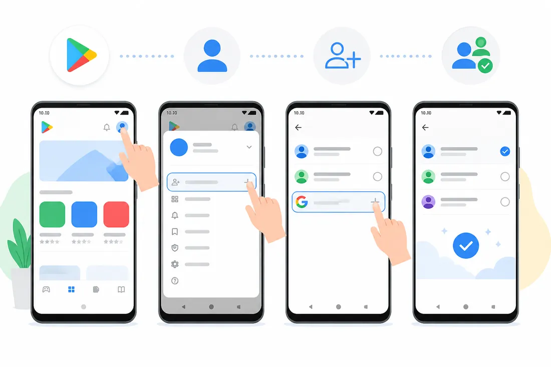 Como adicionar outra conta Google na Play Store