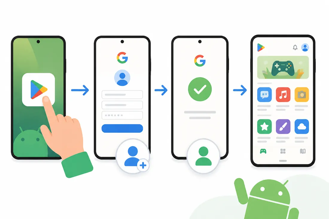 Ilustração: Como criar uma conta Google para usar a Play Store