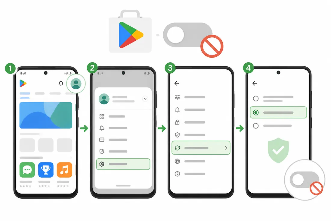 Ilustração: Como desativar a atualização automática na Play Store