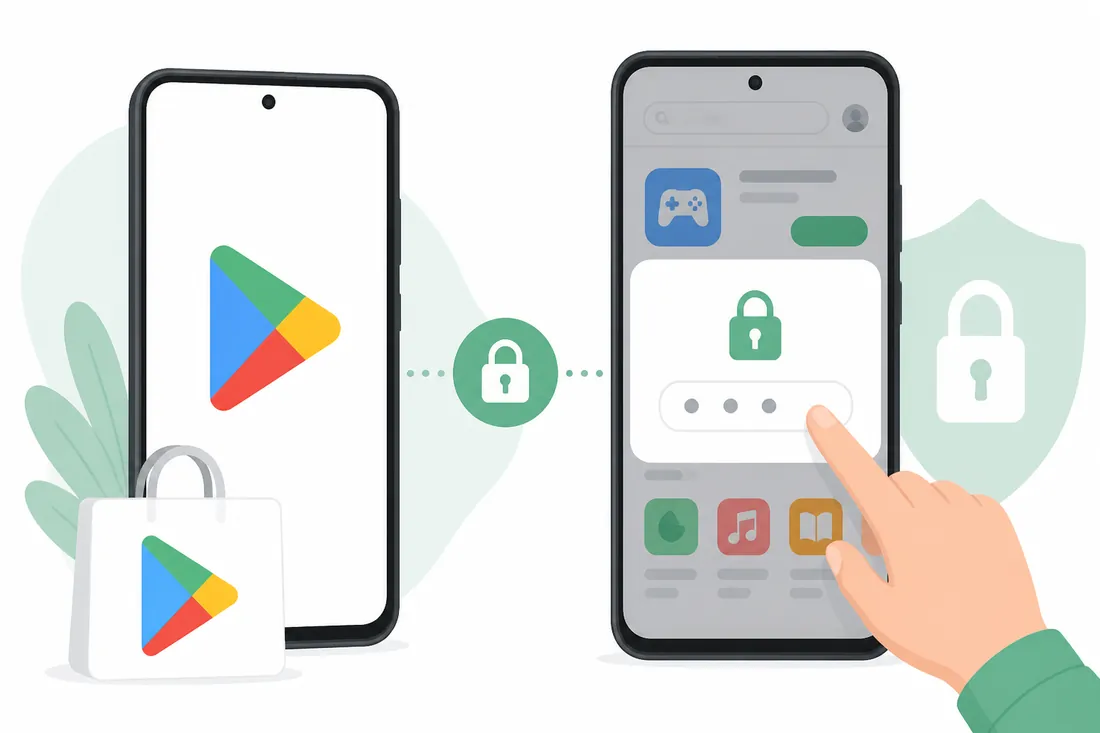 Ilustração: Como exigir senha para compras na Play Store