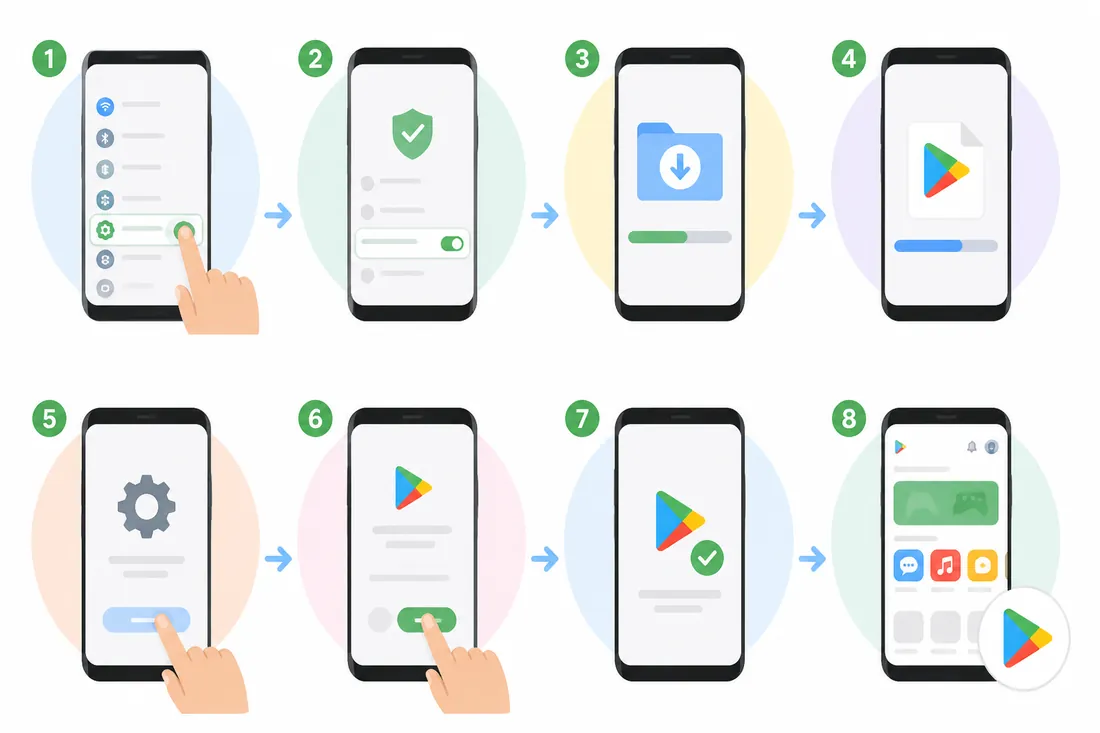 Ilustração: Como instalar a Google Play Store no celular (passo a passo)
