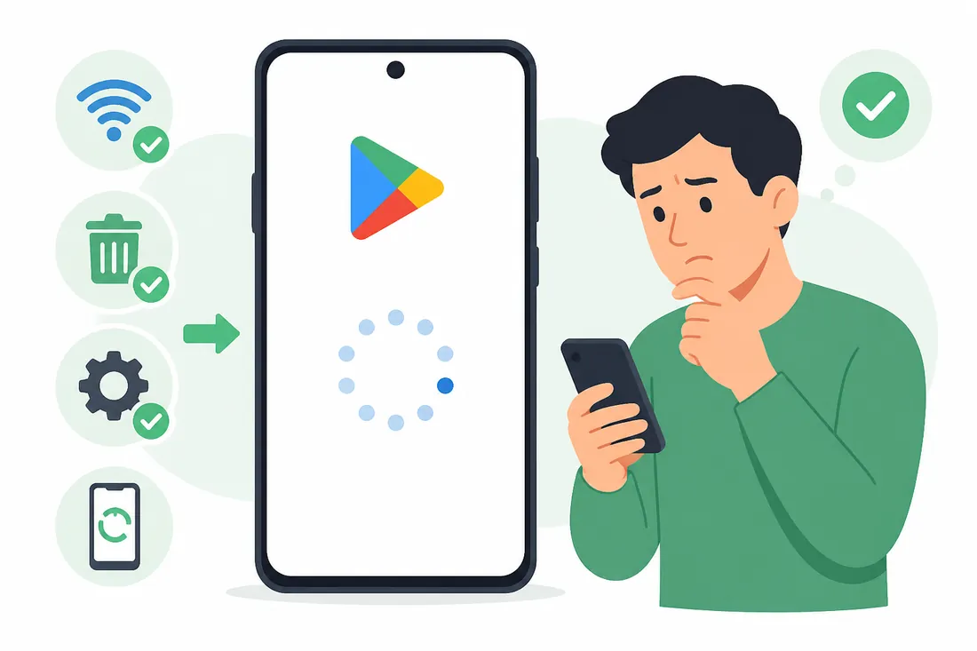 Ilustração: Play Store “verificando informações” travado: como resolver